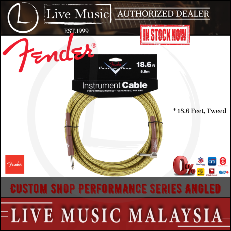 Fender Custom Shop Performance Series 18.6ft Angled Instrument Cable - Tweed Malaysia