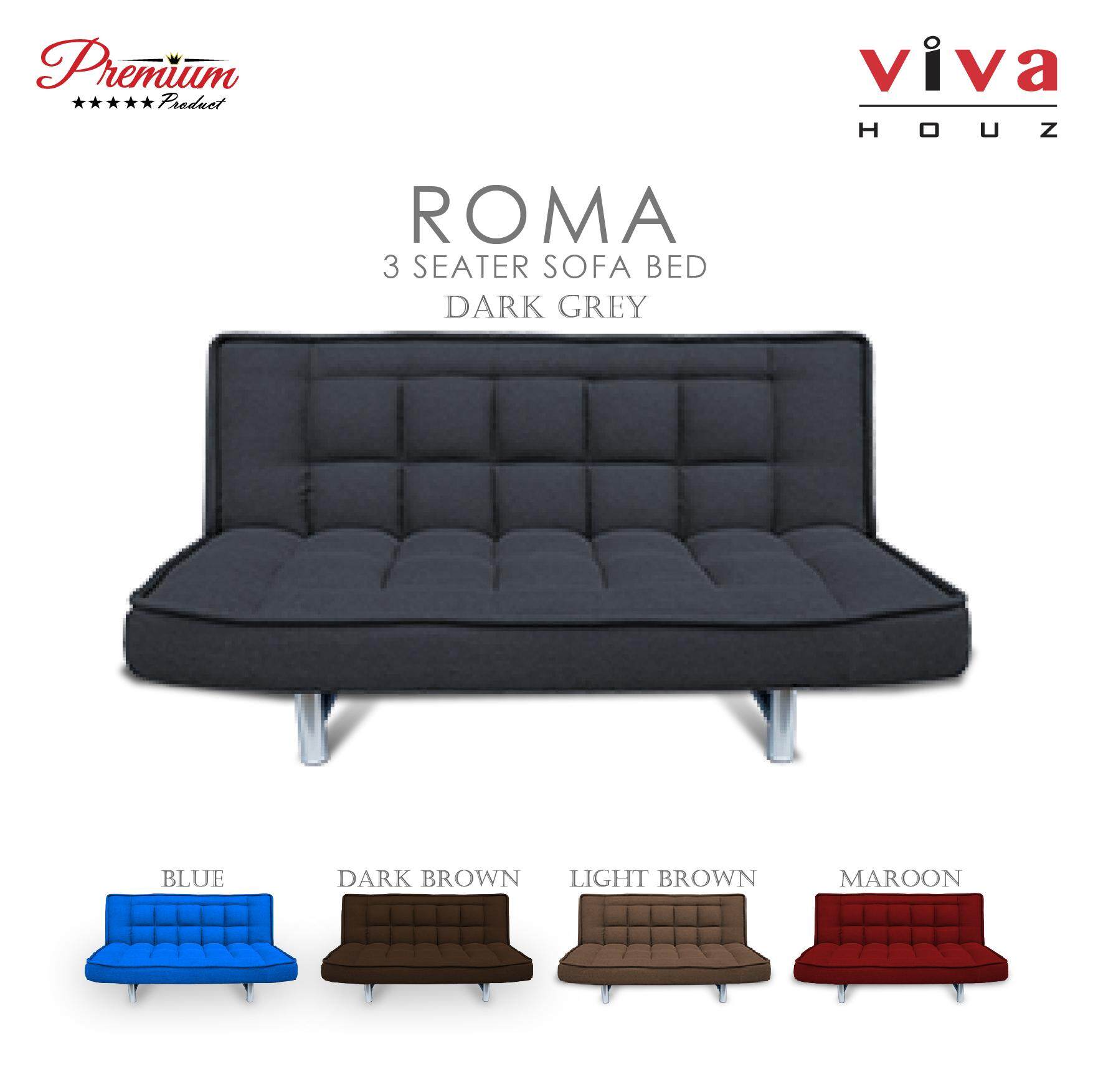 Viva Houz Roma Premium Quality Sofa Bed 3 Seater Dark Grey Made In Malaysia