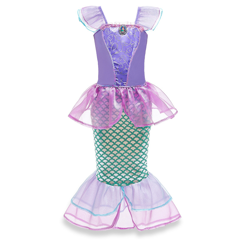 Anime The Little Mermaid Cosplay Dress For Kids Girls Ariel Mermaid Dress Halloween Fancy Fish Tail Princess Dress