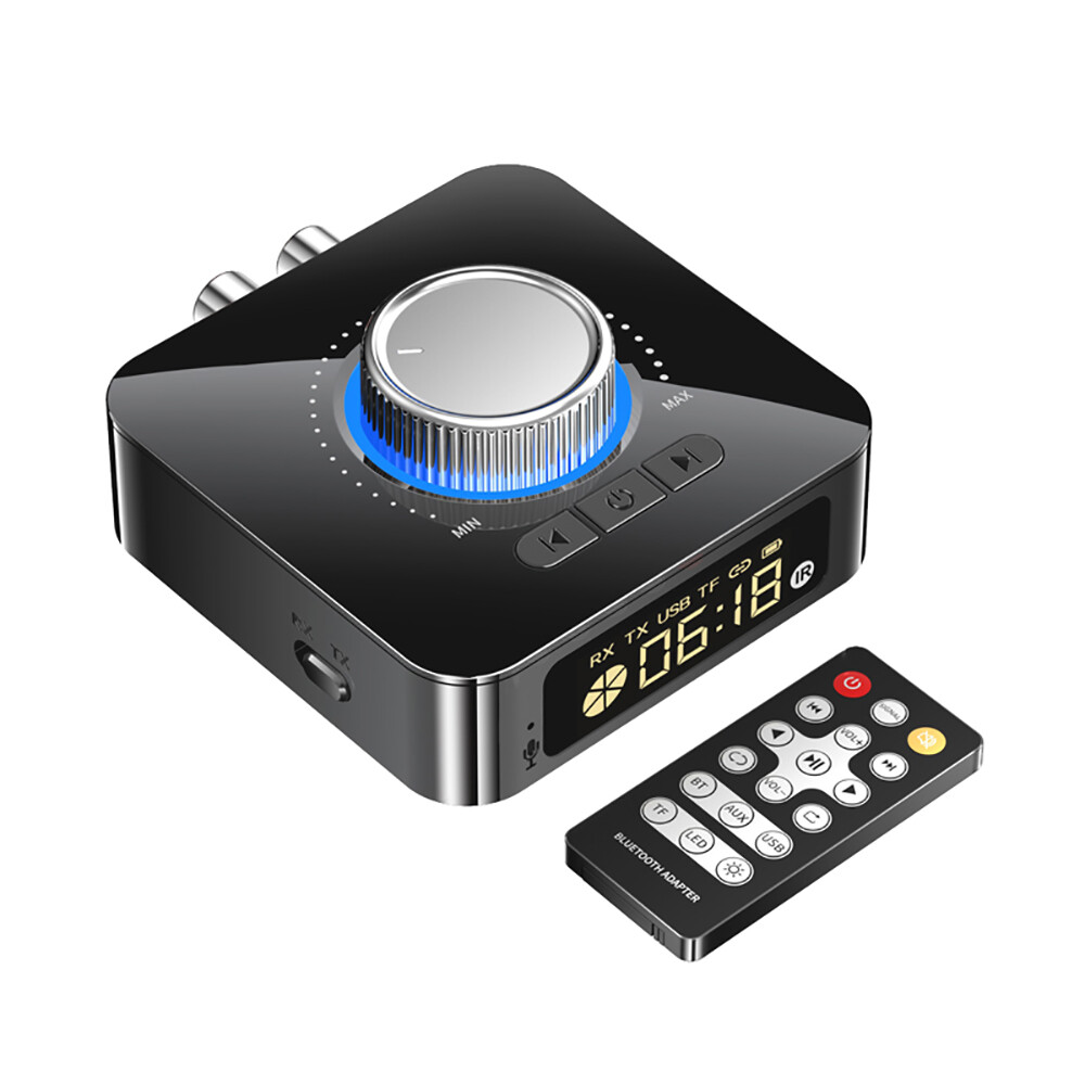 Jtke bluetooth 5.0 receiver transmitter led stereo 3.5mm aux rca handsfree call tf u-disk car kit wireless audio adapter
