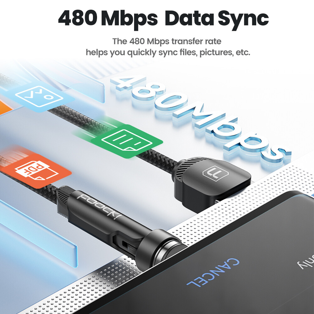 Toocki 540 Xoay Cáp sạc nam châm 3A Nhanh Chóng Sạc Micro USB Loại C cáp cho iPhone Xiaomi Nam Châm sạc điện thoại Dây Dữ Liệu