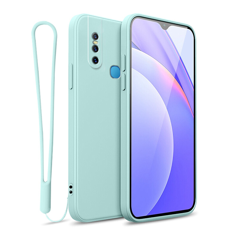 YBD case For Vivo V15 Pro Accurate camera hole protection Casing ,Thin Soft Liquid Silicone Cover Candy Color Cases with free phone Lanyard