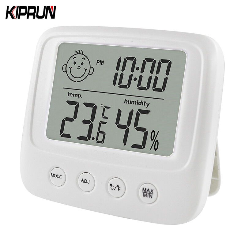 [Ready stock] KIPRUN Digital Temperature Humidity Meter  Backlight Home Indoor LCD Electronic Thermometer Hygrometer  Sensor Humidity Meter Thermometer Hygrometer Gauge Smile Face Design with Hanging Hole
