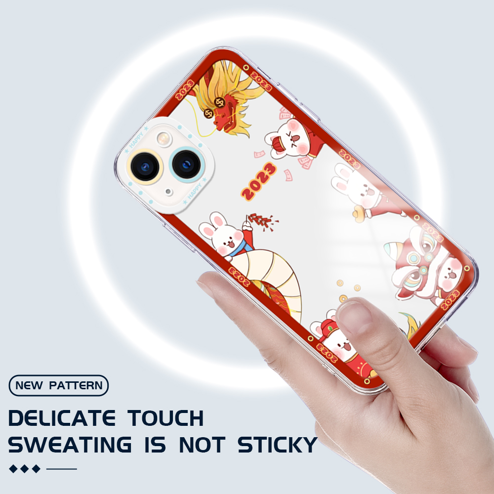Hontinga Casing Case For Xiaomi Redmi Note 11T Pro+ Note 11S Note 11 Pro 5G 4G Note 8 Pro Note 9 Case Transparent Clear Case Rabbit Year Phone Case Soft Silicone Full Cover Shockproof Rubber Cases Back Cover Phone Casing Softcase For Girls