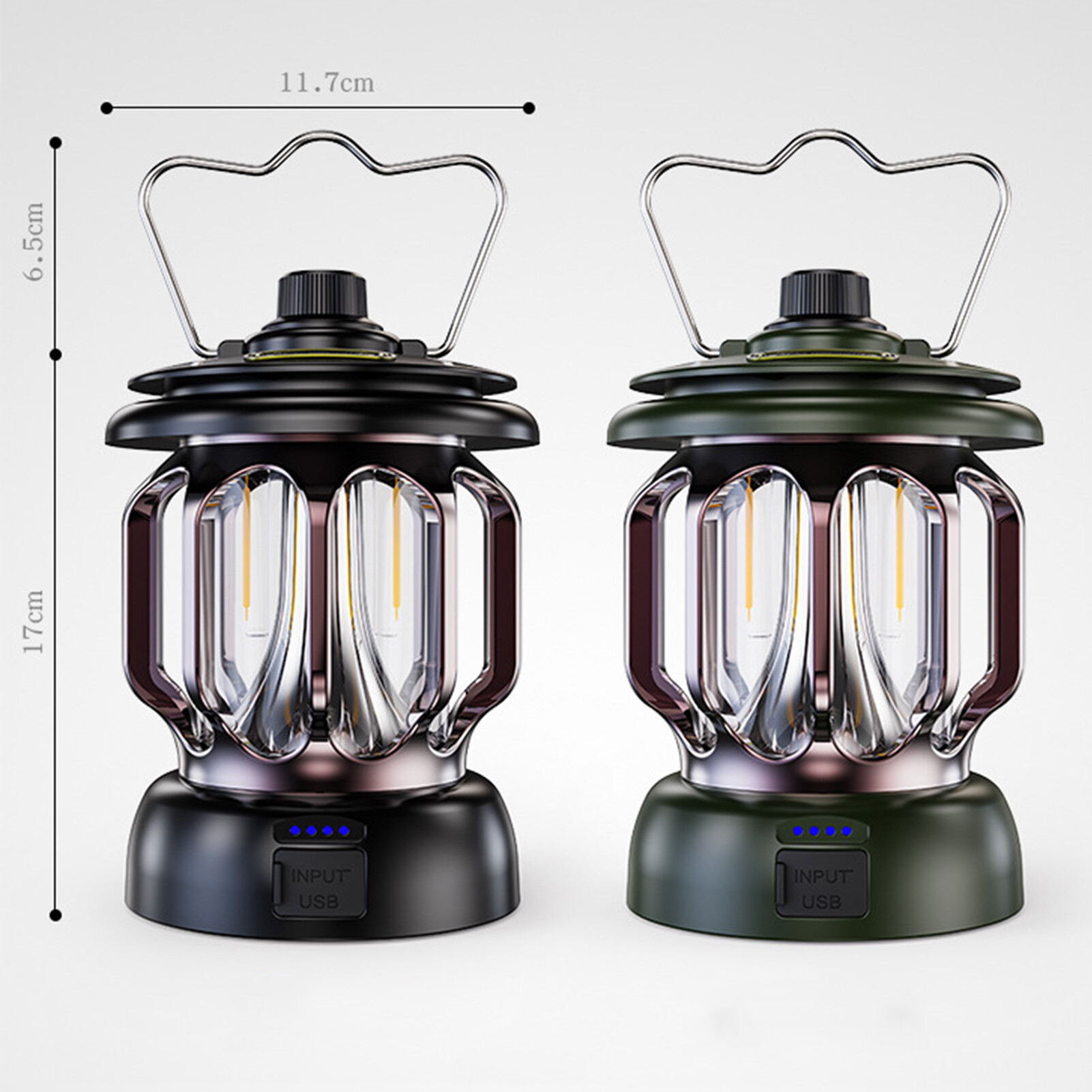 Ghxdryuru Camping Light Retro Rechargeable with Handle Waterproof Multifunctional Dual Light Source USB Charging High Brightness LED Emergency Lantern Lamp for Outdoor Outdoor Light Retro