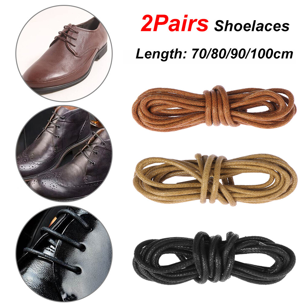 Pair Waxed Shoe Laces Round Thin Dress Shoe Brown Shoelaces 100cm Foot Rope