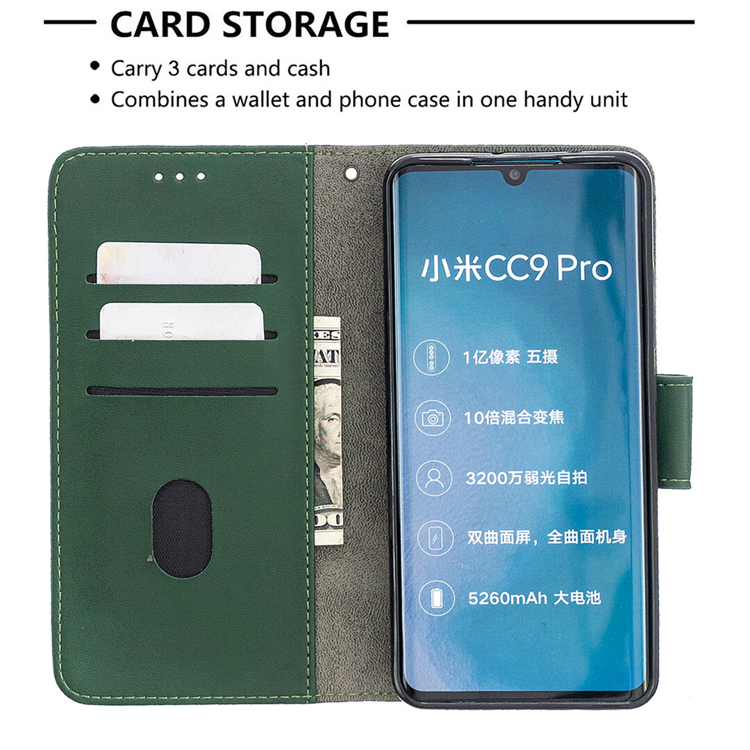 Case For Xiaomi CC9 Pro/Mi Note 10/Mi Note 10 Pro Flip Wallet Cover Mixed Colors Crocodile Pattern PU Leather Stand Card Slots Magnetic Casing