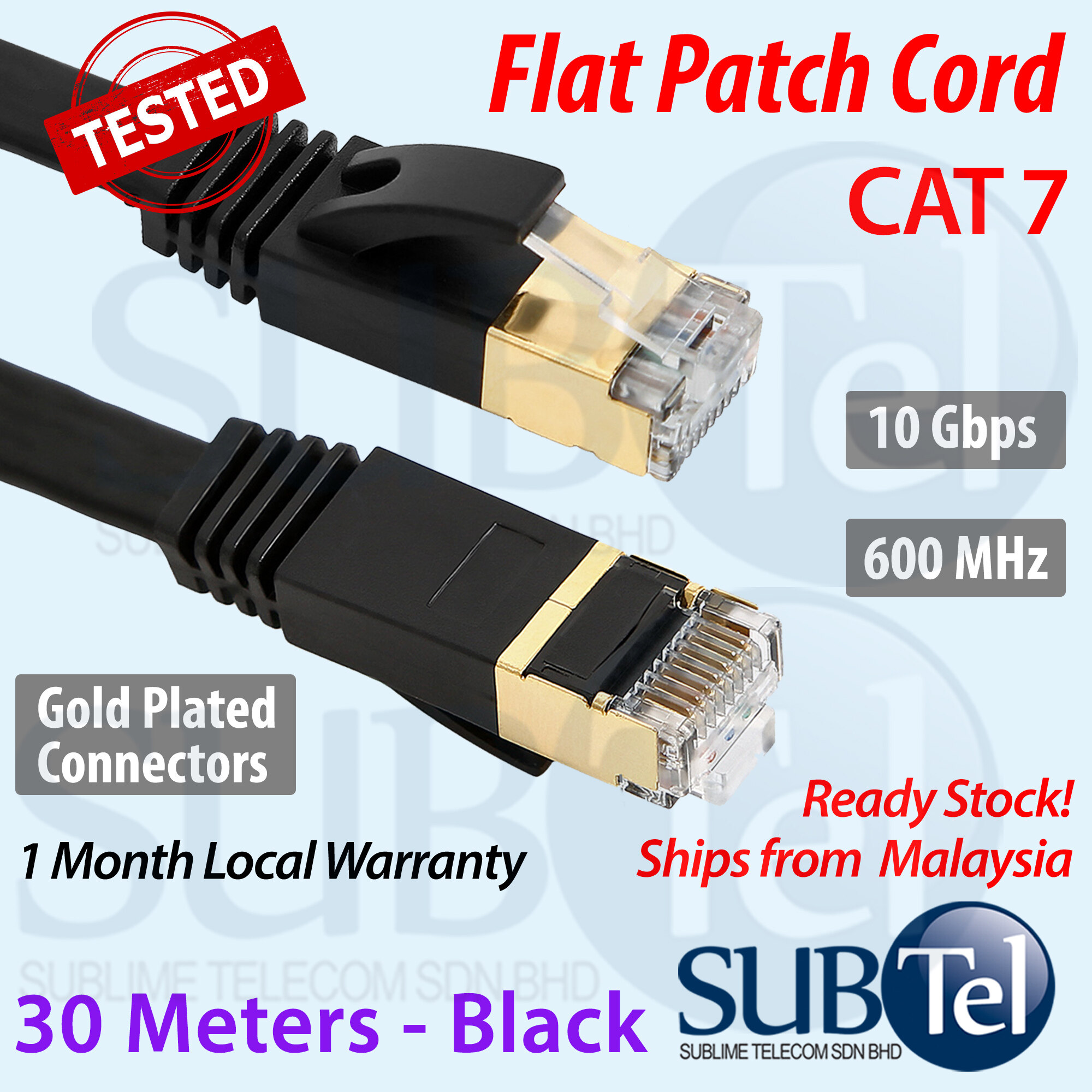 Noir 30 mètres avec Attaches et Pinces Application Exterieur SFTP 600 MHz MutecPower 30m CAT7 Câble réseau Ethernet RJ45 imperméable 
