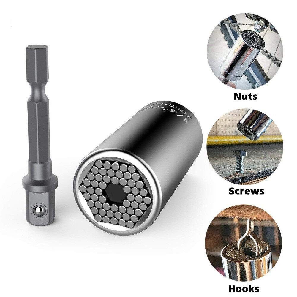 Torque Wrench Head Set Universal Socket Sleeve adapter 7-19mm Power Drill  Ratchet Bushing Spanner Key Grip Multi Hand Tools