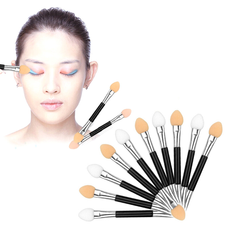 BEAUTYBIGBANG 10 Eyeshadow Brushes Disposable Double Sponge Tip Makeup Brush Makeup Tool