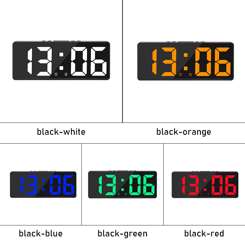 Two sets of alarm clock simple LED clock large screen digital clock bedroom bedside clock Korean version of the fashion clock