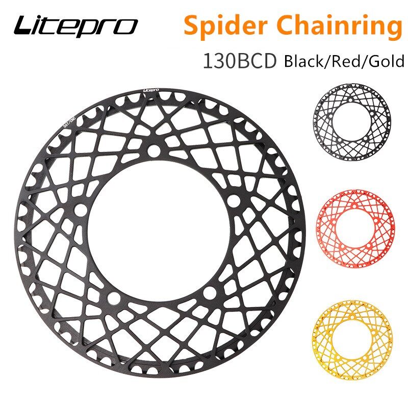 Litepro Spider Web Chainring Crankset 130 BCD Folding Bike BMX Single Speed Chain Wheel AL7075 Crank 130bcd Tooth 53T 56T 58T