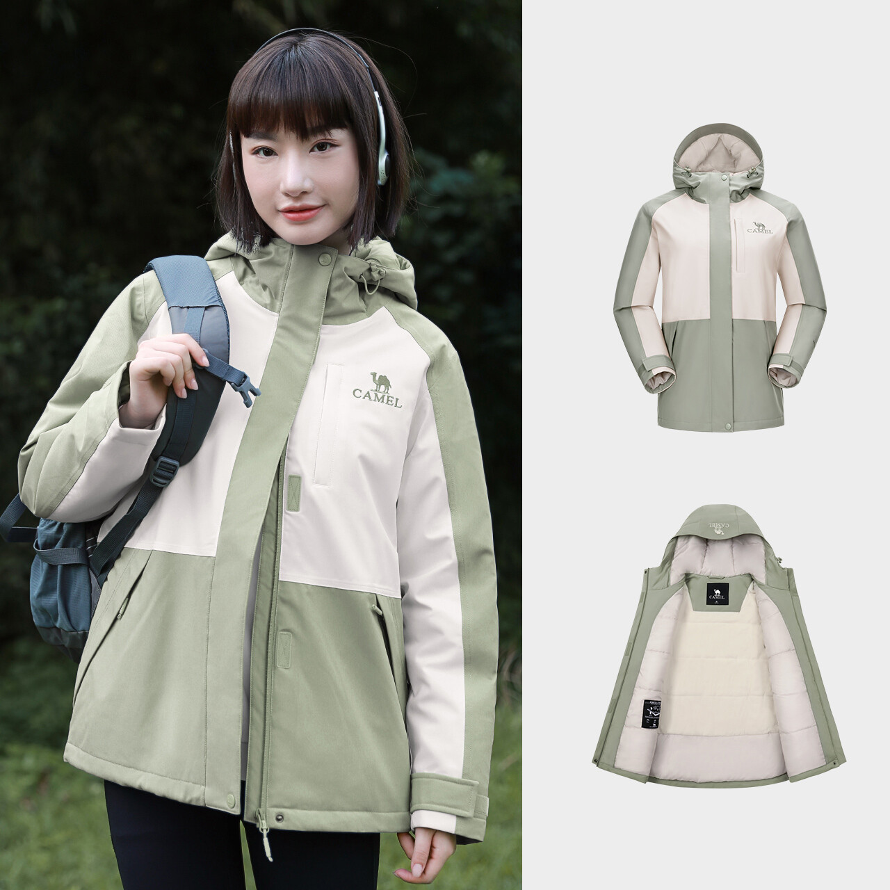 Camel Women's New Windproof Waterproof Cotton Jacket Winter Ski Jacket