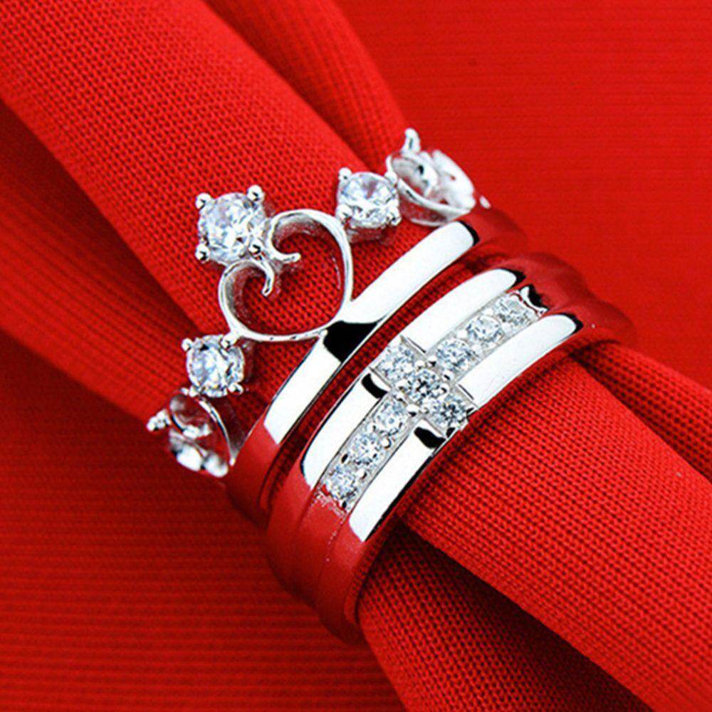 1* Prince Cross Couple Queen Wedding Silver Her and His Rings Couple Rings Band