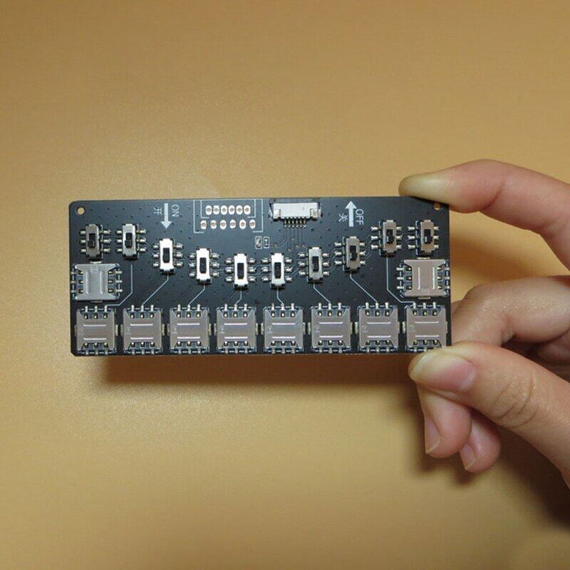 10-Slot SIM Card Adapter Multi-SIM Card Reader Mini SIM Nano with Independent Control Switch for 5/6/7/8/X