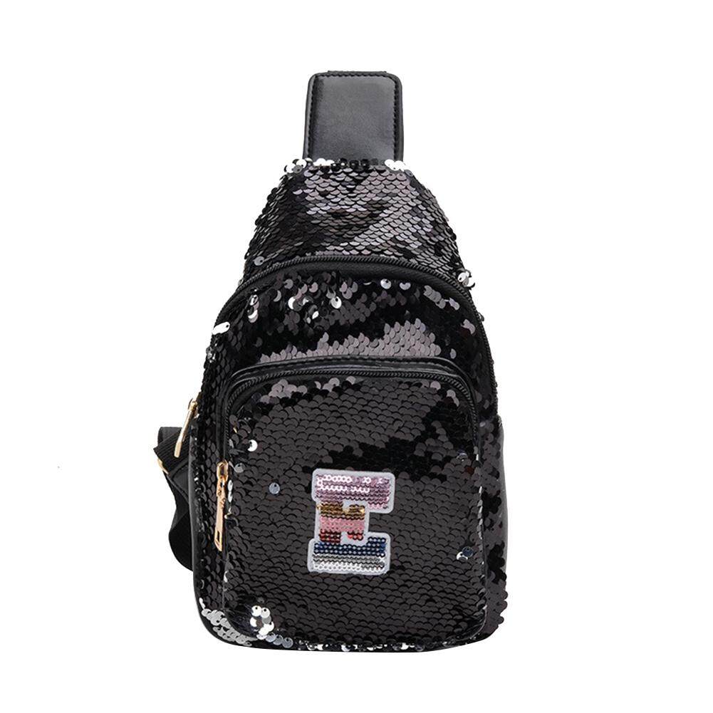 Fashionhead Fashion Capital Letter Glitter Sequins Children Girl Zipper Crossbody Chest Bag