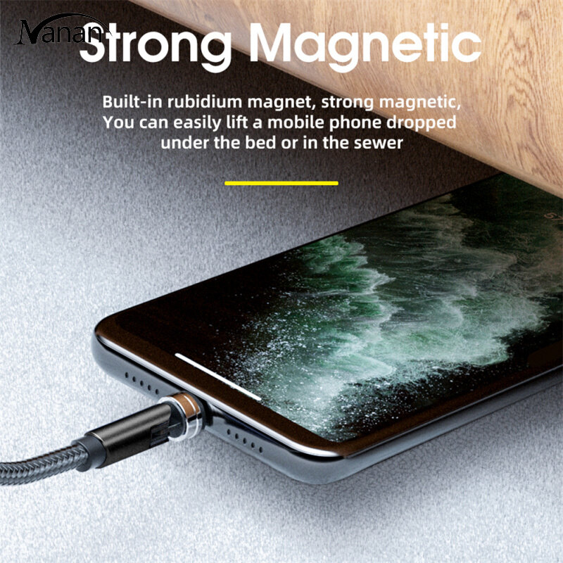 540-degree Rotating Magnetic Cable Fast Charging Magnetic Charger Cable Compatible For Ios / Android / Type-c