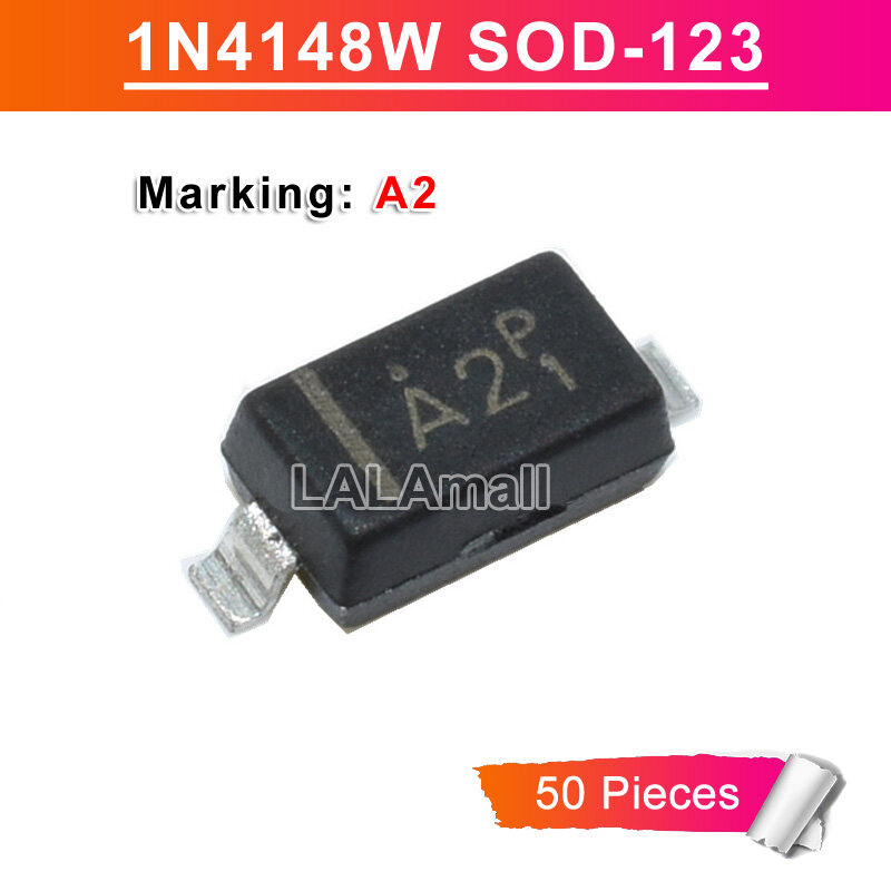 50pcs 1N4148W SOD123 1206 Marking A2 MMBD4148W SMD Fast Switching