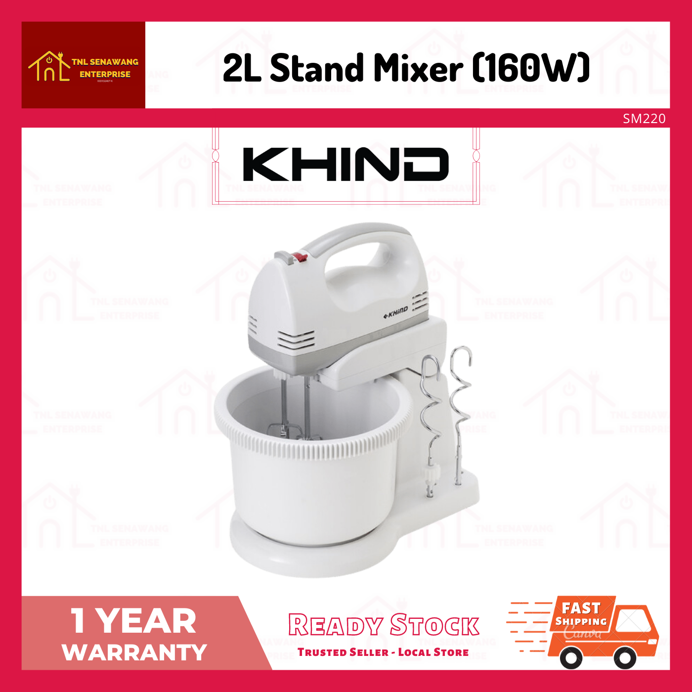 [READY STOCK] KHIND 2L Stand Mixer (SM220) Pengadun Berdiri Lazada