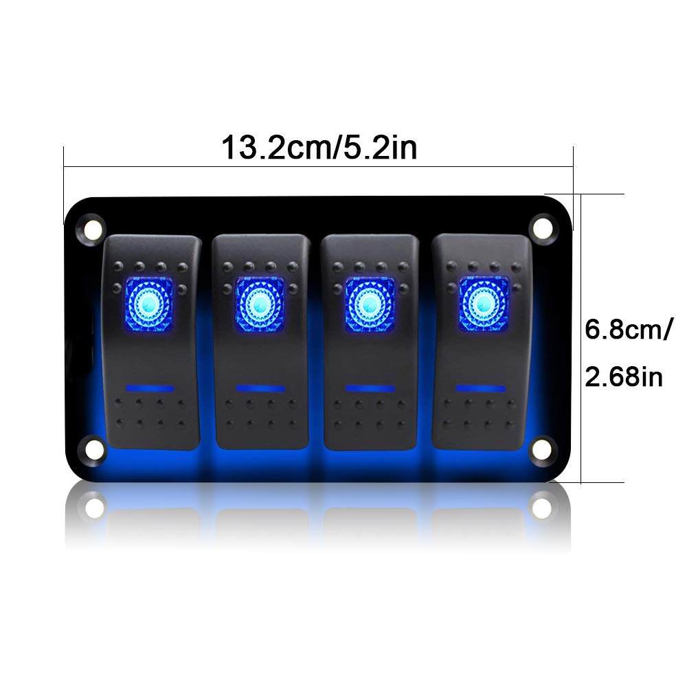 Bảng Công Tắc 3/4/5 Gang, Bảng Công Tắc Bật Tắt 12V/24V Bộ Sạc USB Kép 4,8A Công Tắc Bật Tắt Cho Ô Tô Xe Tải Thuyền Hàng Hải