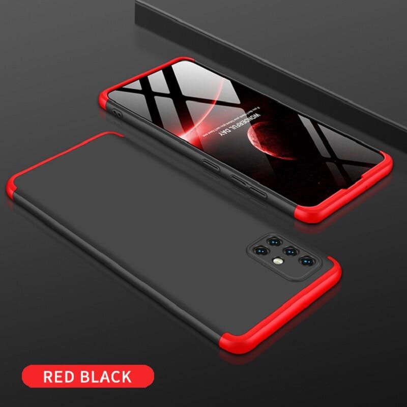GKK for Samsung Galaxy A71 Phone Case 360 Degree Full Protection Shockproof 3 In 1 All-included Anti-knock Back Matte Hard PC Cover