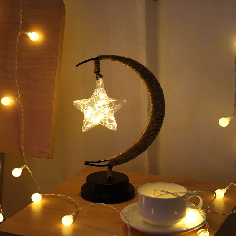 Bóng LED mới Đèn trang trí sáng tạo mặt trăng và phong cách ngôi sao dẫn đèn ban đêm tiệc handmade