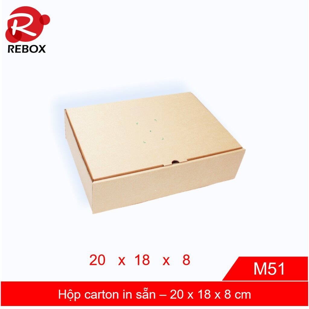 Hộp 20x18x8 cm - 25 hộp carton in sẵn có nắp gài siêu dày dặn