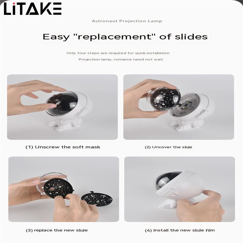 LITAKE Astronaut Star Projector Light Stepless Dimming Night Light Music Rotating Projector Lamp For Kids Bedroom