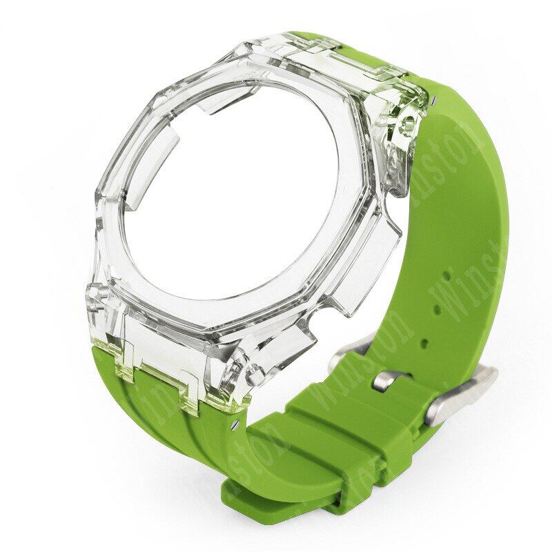 For gma-s2100 3rd modified accessories strap gmas2100 gen3 transparent case rubber strap adapter for casioak watch band mod kit