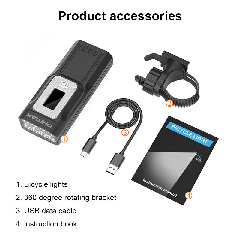 X-TIGER Đèn led chiếu sáng gắn xe đạp chống mưa 900 Lumens cổng sạc USB đèn pin xe đạp thể thao