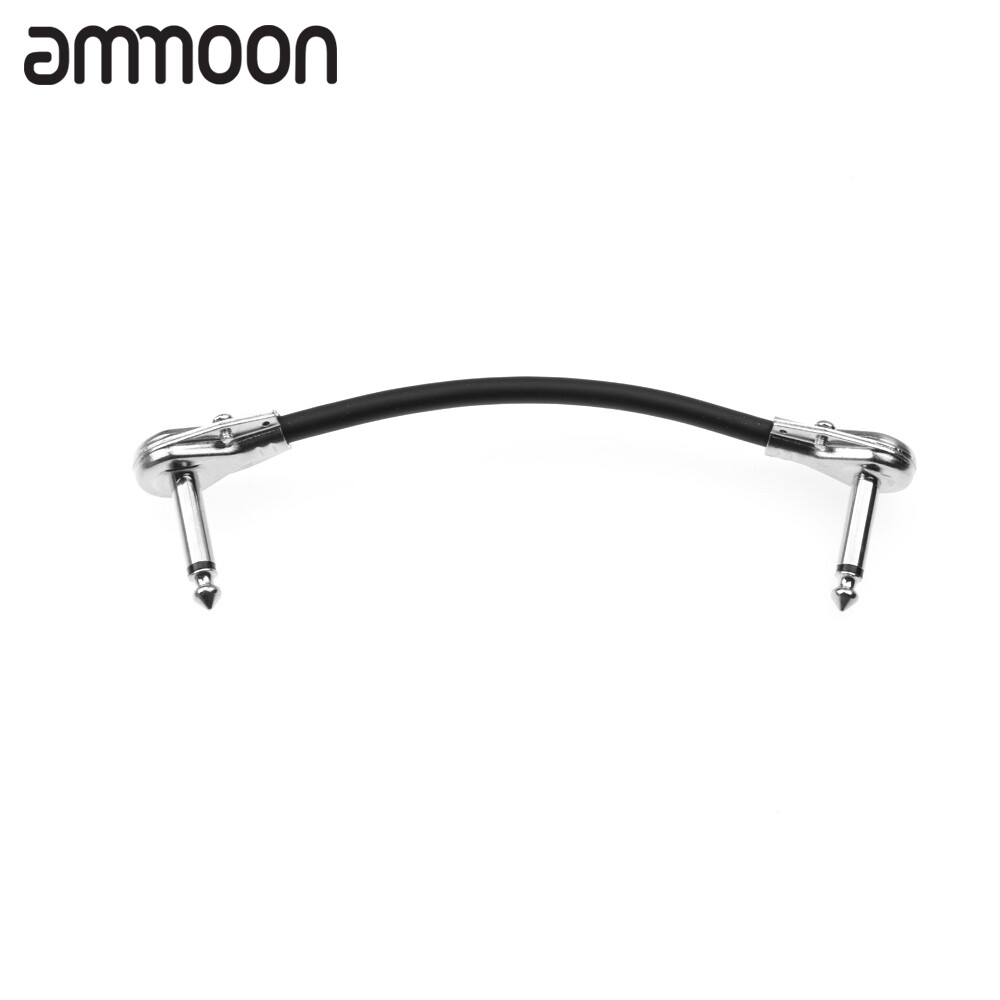 Guitar Effect Pedal Cable Wire Flat Patch Cable Cord 6.35mm Right Angle Pancake Design 15cm