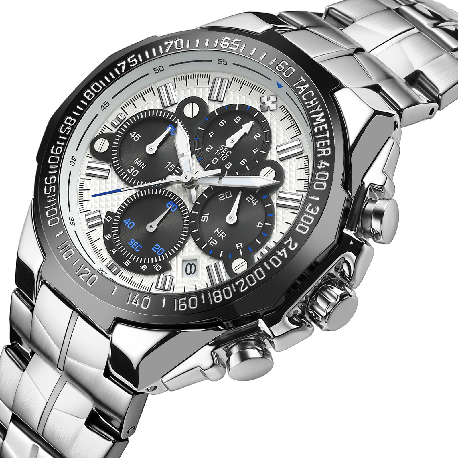 WWOOR Top Luxury Brand Watch For Men Chronograph Auto Date Calendar Waterproof Luminous Stainless Steel Quart Original Wristwatch Casual High Quality