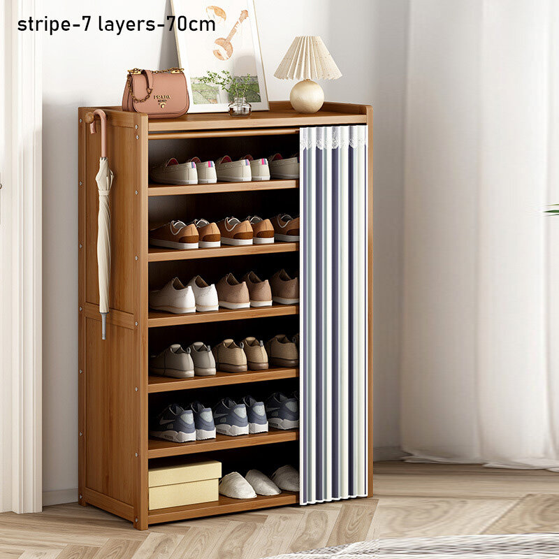 Simple shoe cabinet household large capacity door shelf solid wood dustproof shoe rack dormitory storage multi-layer shoe rack