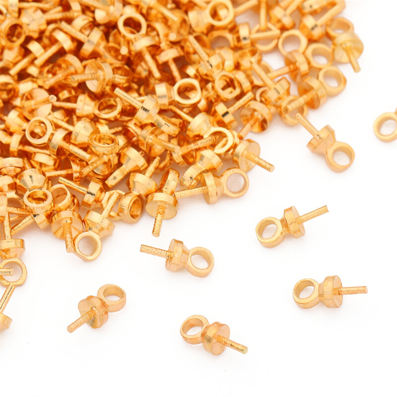 50Pcs Copper Screw Eye Pins Beads Threaded Hooks Eyelets Clasps Findings Connectors For Jewelry Making DIY Earrings Accessories