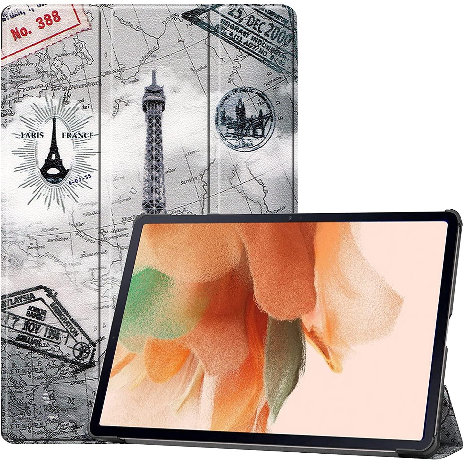 Smart case for samsung galaxy tab s9 plus 2023, tab s8 plus 2022, tab s7 plus/s7 fe 2021, tab s9 fe plus 2023 with auto wake/sleep, trifold slim lightweight hard shell protective cover with multi-angle stand