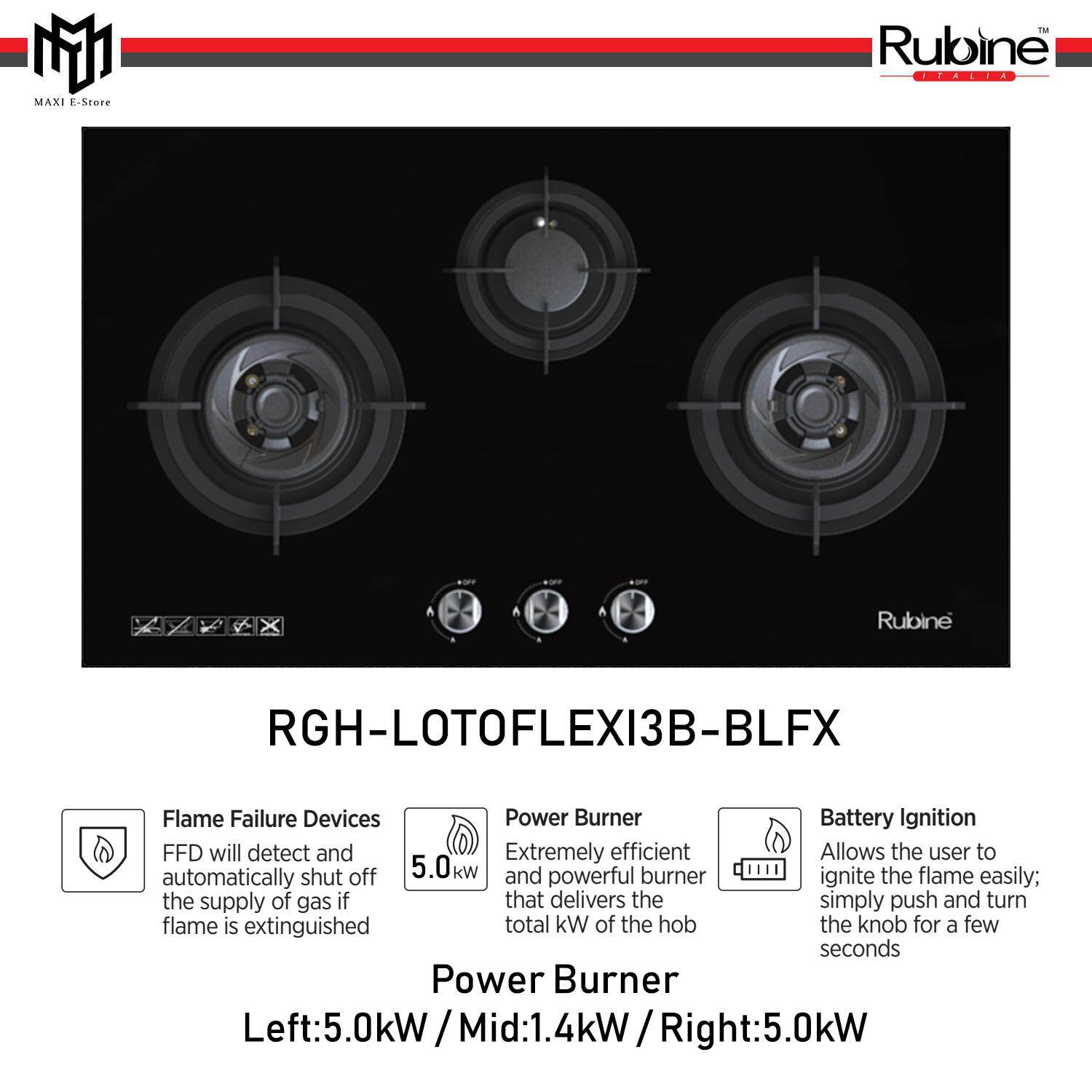 Rubine Home Liances Price In Malaysia Best Rubine Built In Hob 3 Burner Gl Panel 5 0kw Rghlotoflexi3bbl