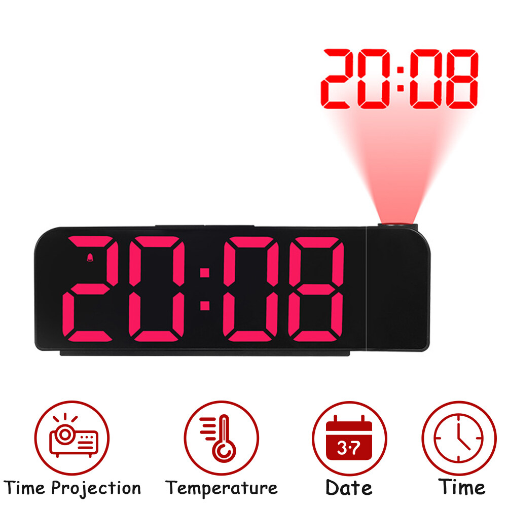 Colorful 180° Rotation LED Digital Projection Alarm Clock Bedroom