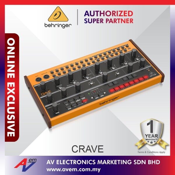 BEHRINGER CRAVE Analog Semi-Modular Synthesizer with 3340 VCO, Classic Ladder Filter, 32-Step Sequencer and 16-Voice Poly Chain Malaysia