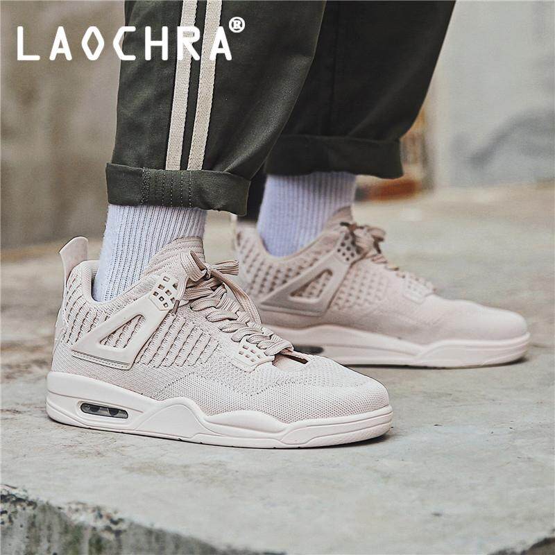 Laochra Kasual Sneaker Fashion Pelatih Bernapas Sneakers No-Slip Pria Air Mesh Renda Wear-Resistant Sepatu Kasual