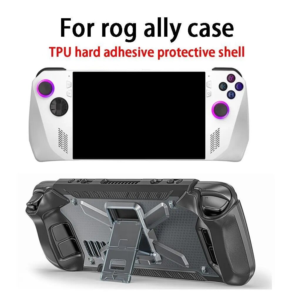 PC + Vỏ TPU cho ASUS ROG đồng minh Bảng điều khiển trò chơi Ốp bảo vệ với khung đứng chủ bảng điều khiển cầm tay Ốp lưng Phụ kiện chơi game cho ROG Đồng Minh Bìa