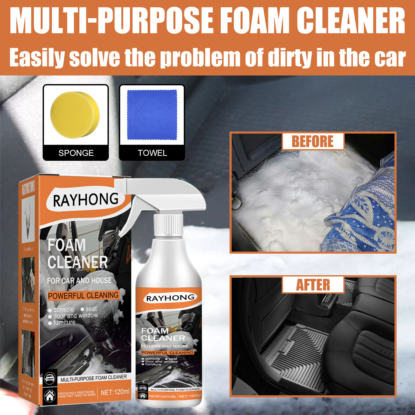 Rayhong Multi-Purpose Strong Decontamination Foam Cleaner Rust Remover Cleaning Multi-Functional Car House Seat Interior Multi-Purpose Strong Decontamination Foam Cleaner Rust Remover Cleaning Multi-Functional Car House Seat Interior