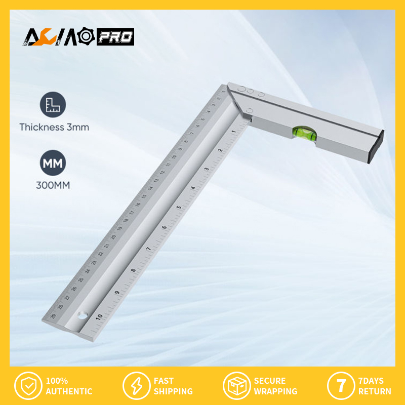 AumoPro 1 Chiếc Đồng Hồ 300Mm Điều Chỉnh Thước Kẻ Góc Vuông Kết Hợp Độ 45/90 Độ Với Ống Bọt Nước Thợ Mộc Đa Năng Công Cụ Đo Lường