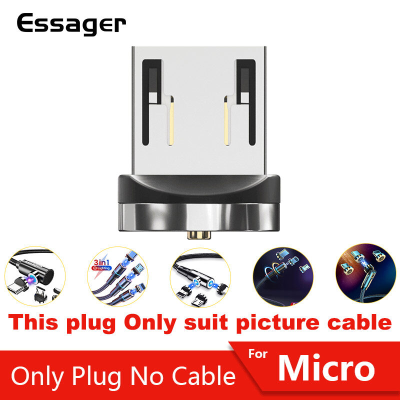 Essager Vòng từ 360 ° Không có cáp - Phích cắm Micro USB / phích cắm C / phích cắm Iphone (Nếu bạn không rõ ràng phích cắm nào cho bạn cần, vui lòng liên hệ với dịch vụ khách hàng của chúng tôi)