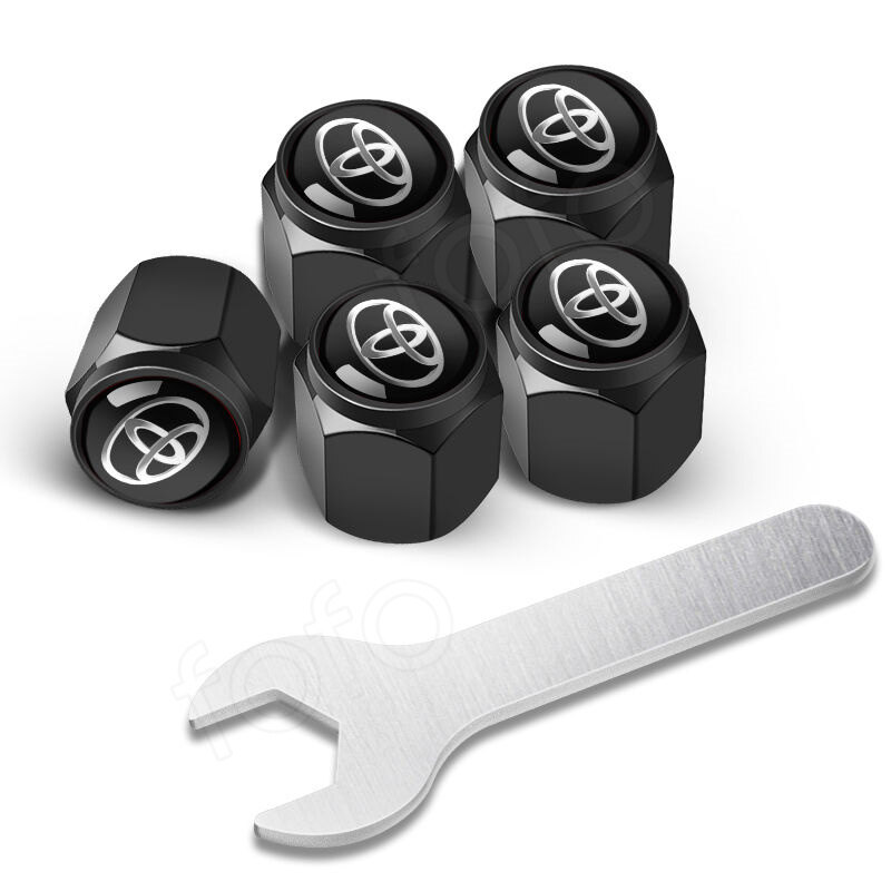 5Pcs/Set Toyota Car Tyre Valve CapsStainless Steel Wheel Stem Air Caps Universal model For Toyota wigo rush Avanza Innova fortuner FJ Cruiser etc.,