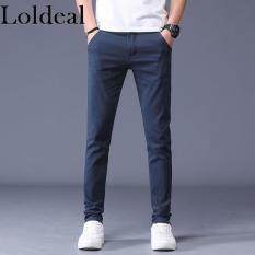 Loldeal Quần dài Chinos bằng chất liệu cotton màu trơn, dáng đứng thoải mái phù hợp cho nam mặc thường ngày – INTL
