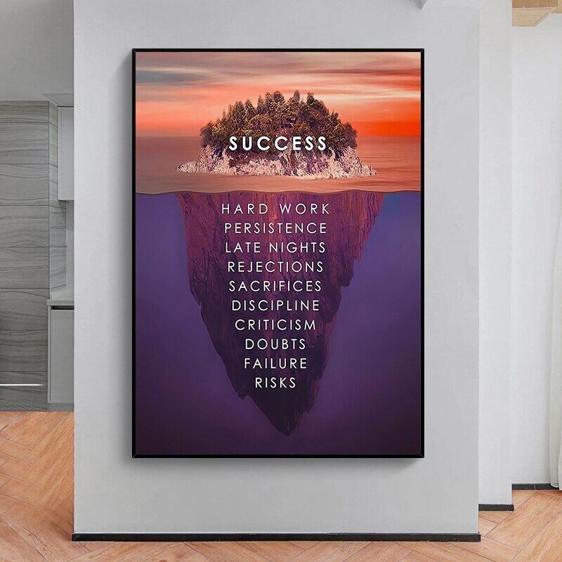 Iceberg Success Hard Work Inspirational Canvas Print Canvas printing Inspirational Wall Art Wall Pictures Office Home Decor Canvas printings 1PCS Inner Framed or No Frame