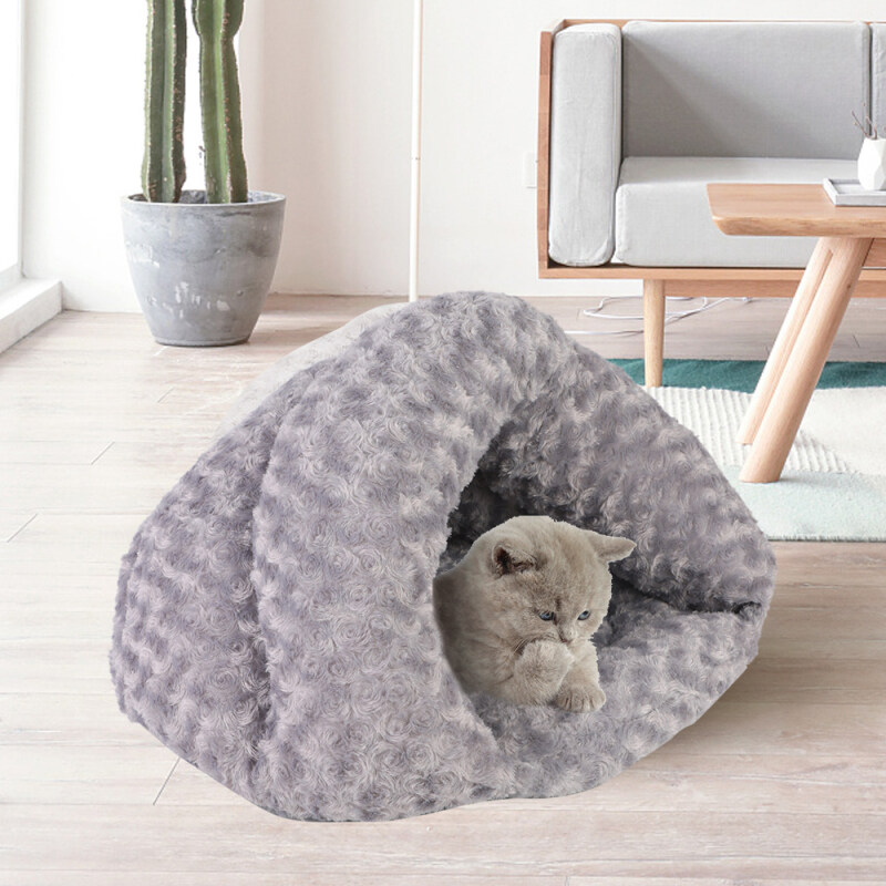 Màu xám đậm Pet Dog Cat giường nhà đệm Puppy mềm mại và ấm áp Cũi chó đệm