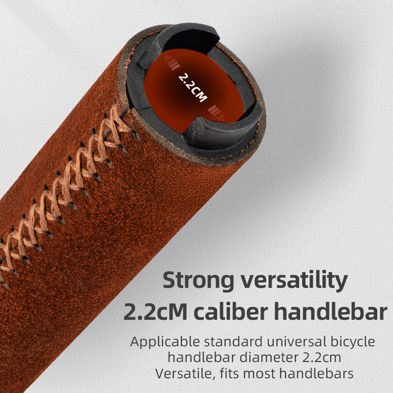 ROCKBROS Bicycle Grips Leather Handle Bar Grips Ergonomics Handlebar Grip Shockproof Bilateral Lock Non-slip Cycling Accessorie