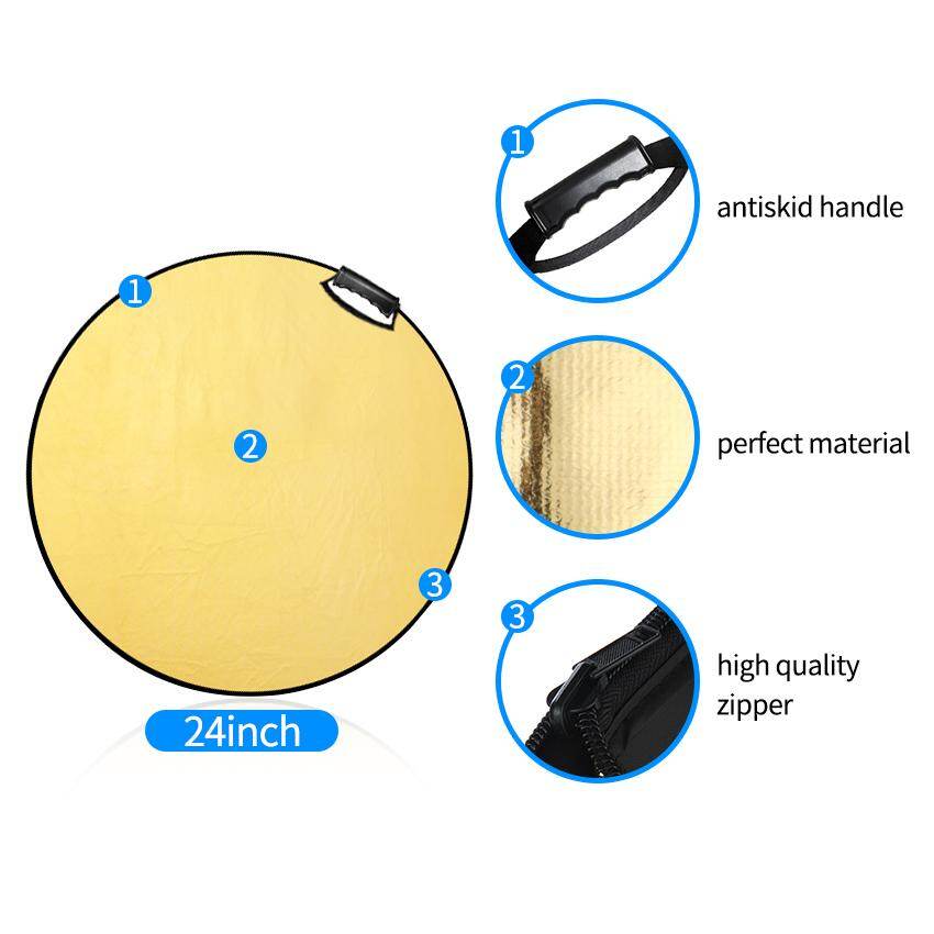 Selens Gương Phản Xạ Cầm Tay Chụp Ảnh 5in1 11 Kích Cỡ Đĩa Phản Xạ Hình Vuông Tam Giác Có Thể Thu Gọn Với Tay Cầm Chống Trượt Di Động Để Chụp Ảnh Studio Chiếu Sáng & Chiếu Sáng Ngoài Trời