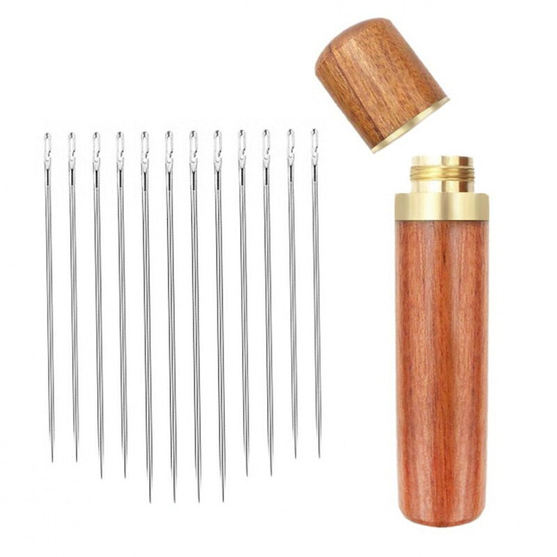 12pcs Self-Threading Sewing Needles Stainless Steel Quick Automatic Threading Needle Stitching Pins DIY Punch Needle Threader